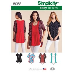 8052 SIMPLICITY CUTE EMPIRE  TOPS SLEEVES OR NOT  LENGTHS  PATTERN 4-26 XXS-XXL